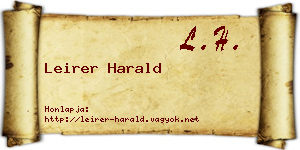 Leirer Harald névjegykártya